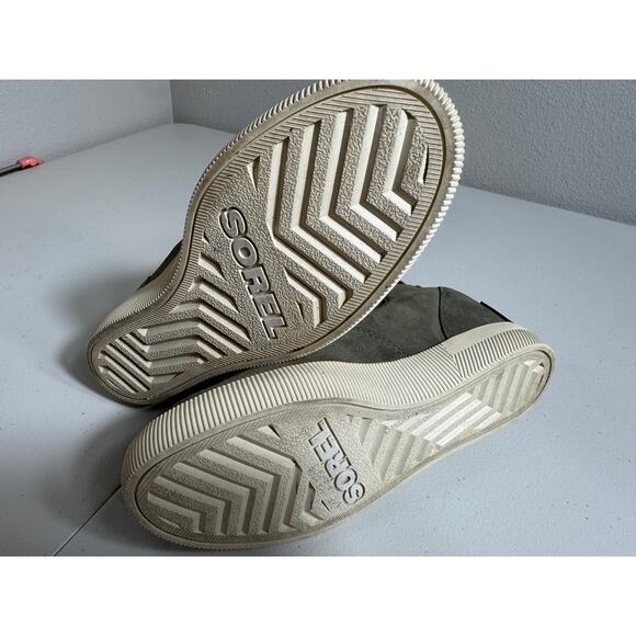 Sorel Out N About slip on wedge bootie stone green waterproof suede leather 7.5 - Picture 7 of 8